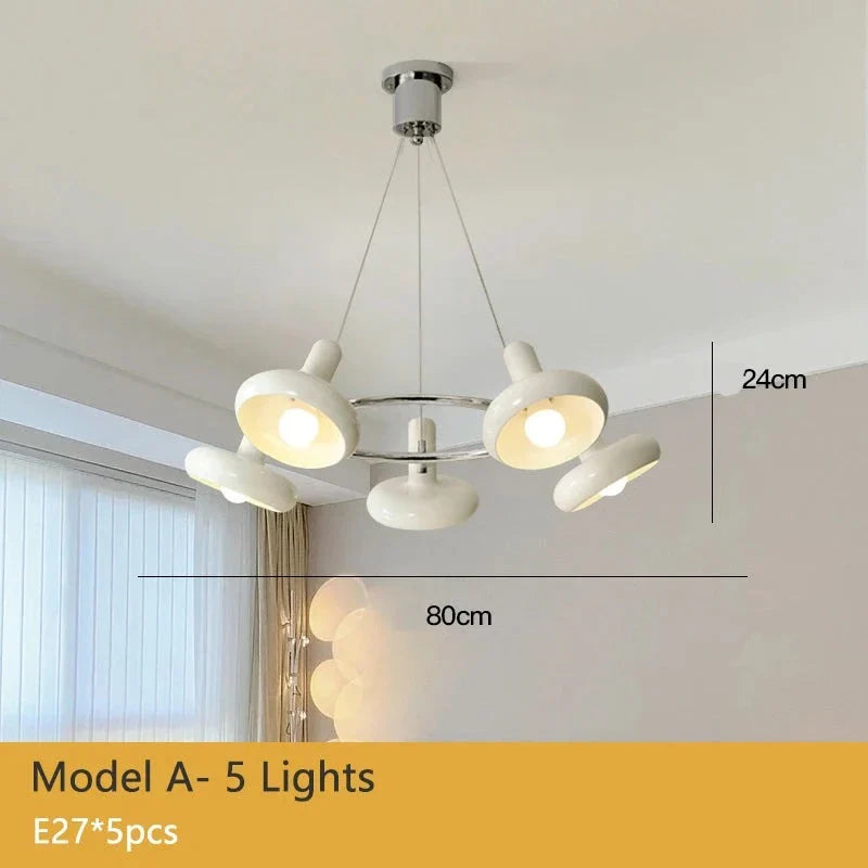 Bauhaus Design Bedroom Chandelier Light LED E27 White Metal Hanging Pendant Lamps