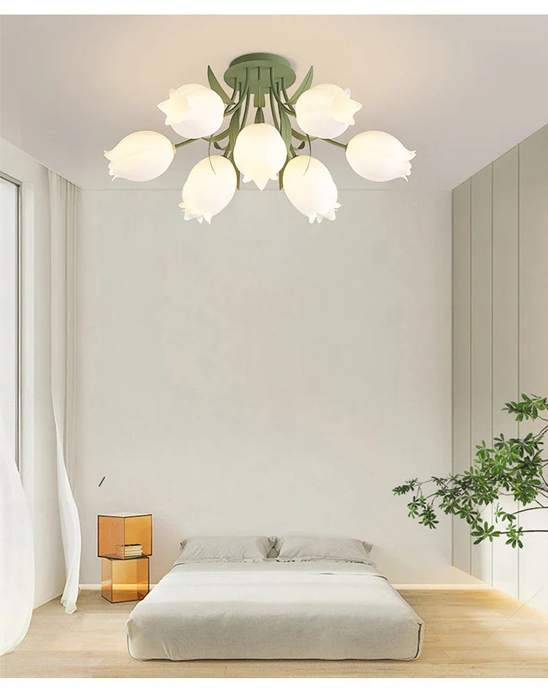 French Cream Style Vintage Countryside Wind Chime Orchid Blossom Ceiling Light