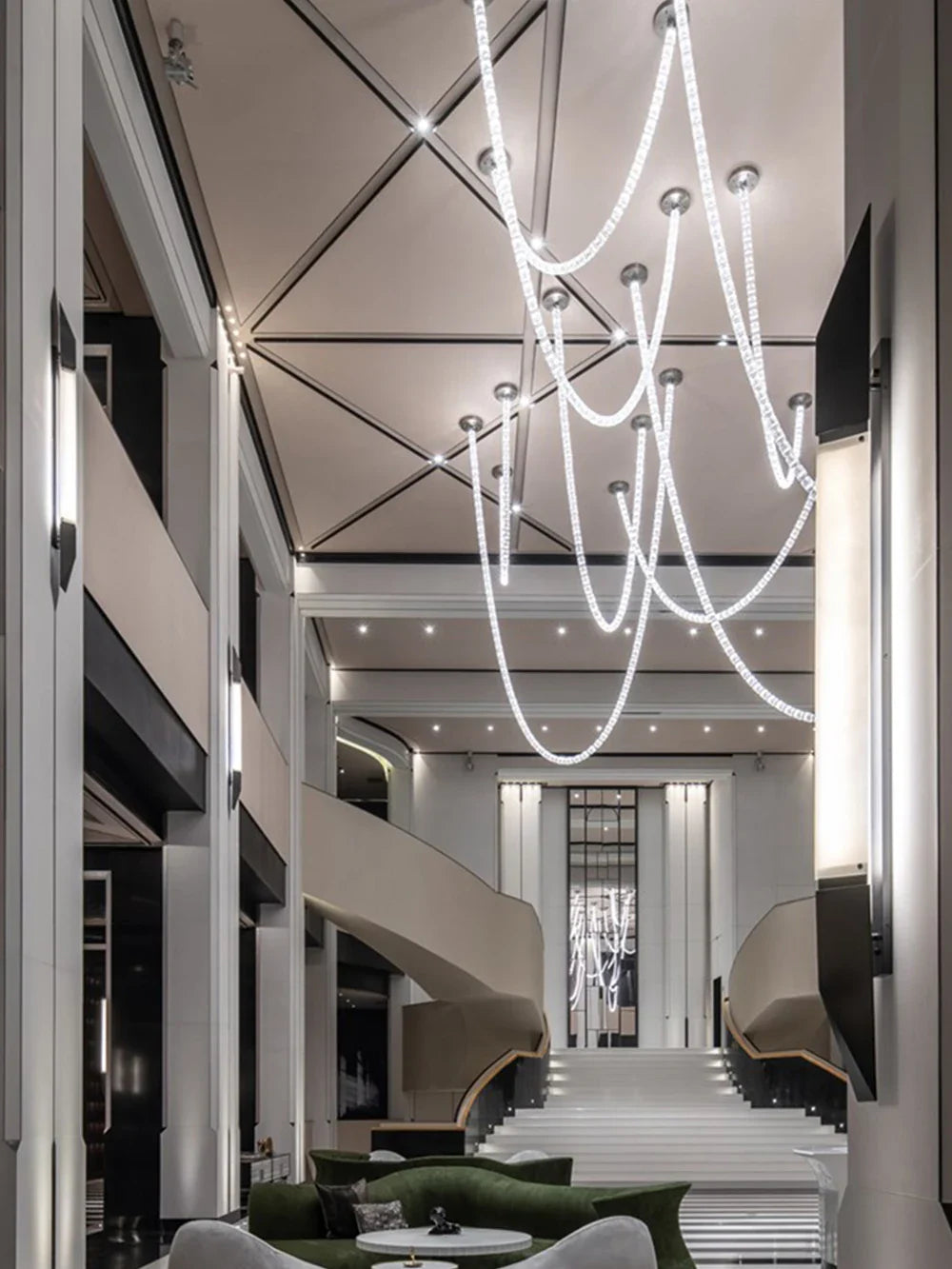 KONGA Necklace Luxury LED Pendant Lights Post-Modern Chandeliers Staircase Hotel Villa