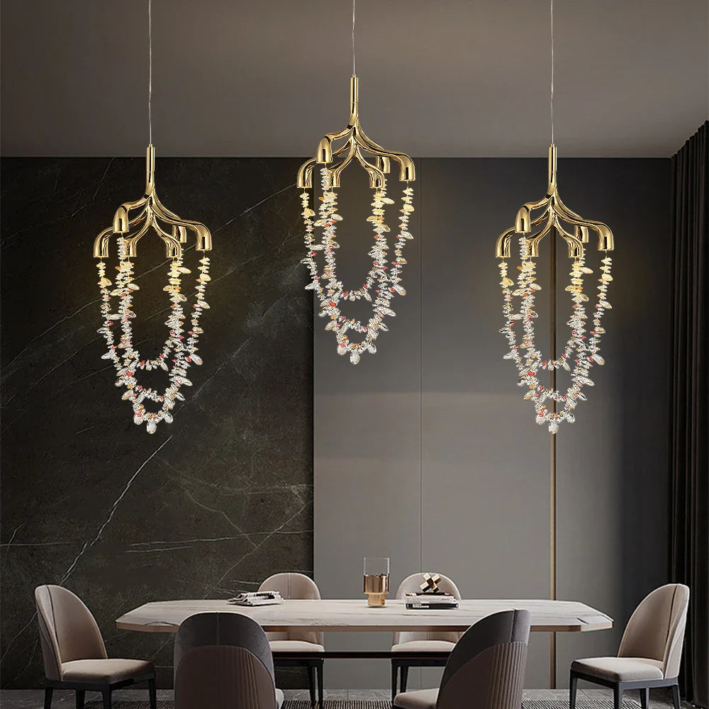 French Crystal Pendant Lamp Copper Lamp Dining Room