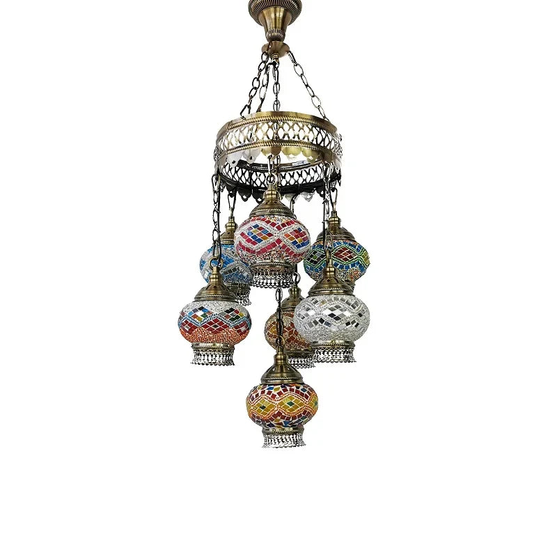 Turkish Colorful Marble Handmade Romantic Chandelier Vintage Glass