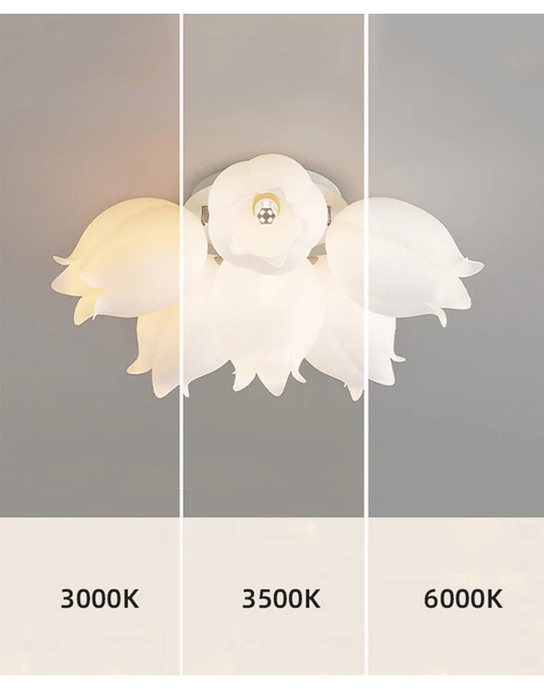 French Cream Wind Chime Orchid Retro Rural Ceiling Light