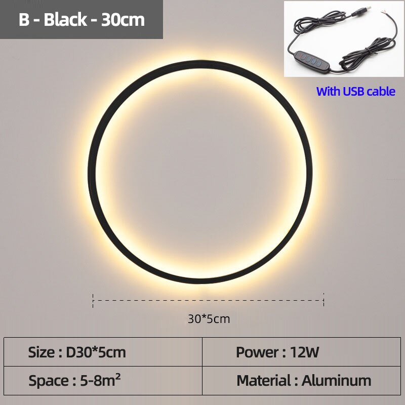 LON Rounded - Circle Background Decoration USB Wall Lamps