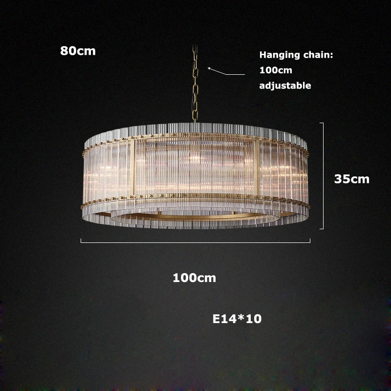 Akolia Rectangular Vintage American LED Dimmable Chandelier Lighting Lustre Suspension