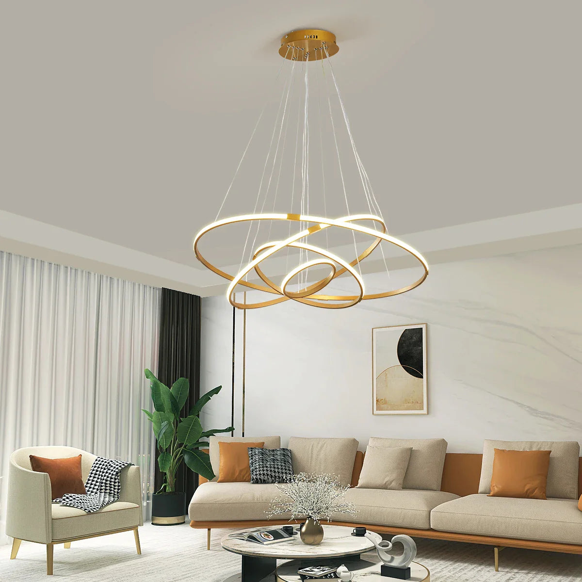 NEO Zessoz Modern Led Chandelier Light Balck/Grey/Golden Color Lamp