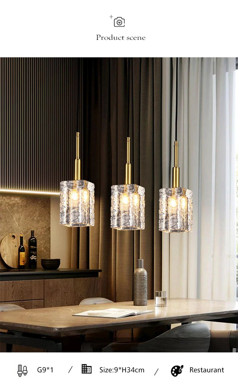 Modern Copper + Crystal Hanging Lamp Gold Creative Mini Pendant Lamp