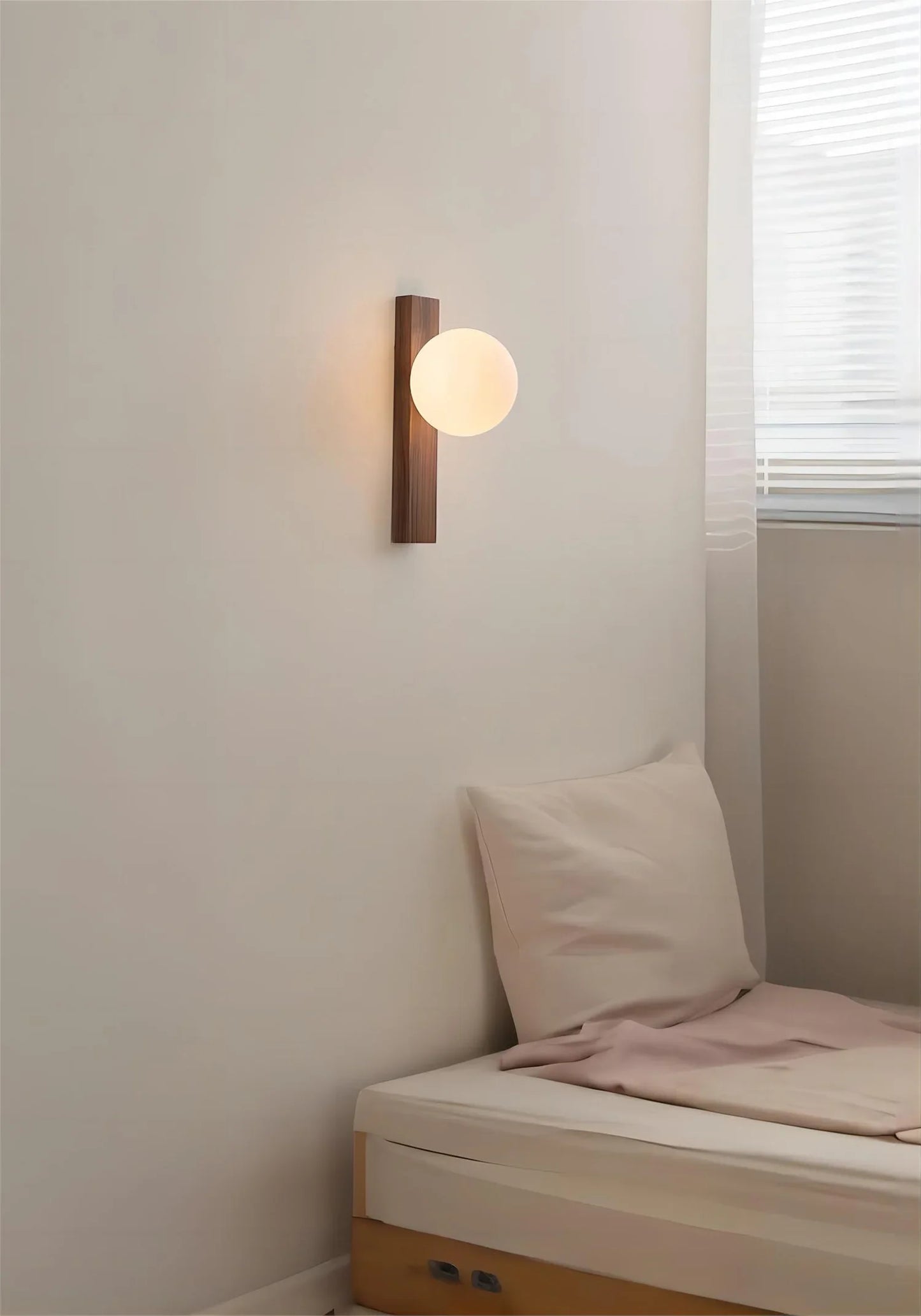 Vakkaku Walnut Wood Milk white Glass Sphere Wabi-sabi Modern style Wall Sconces
