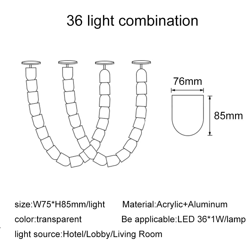 KONGA Necklace Luxury LED Pendant Lights Post-Modern Chandeliers Staircase Hotel Villa