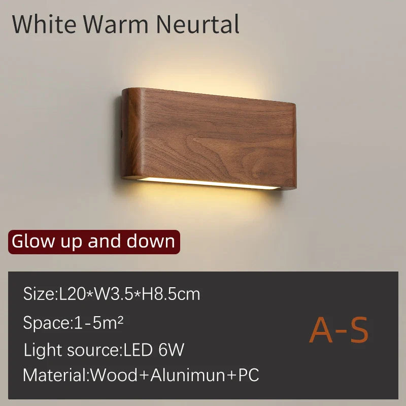 BTM Lenus - Modern Walnut Wood Wall Lamp