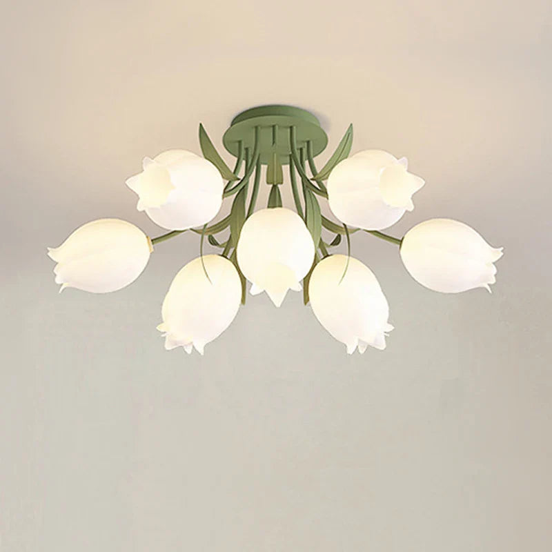 French Cream Style Vintage Countryside Wind Chime Orchid Blossom Ceiling Light