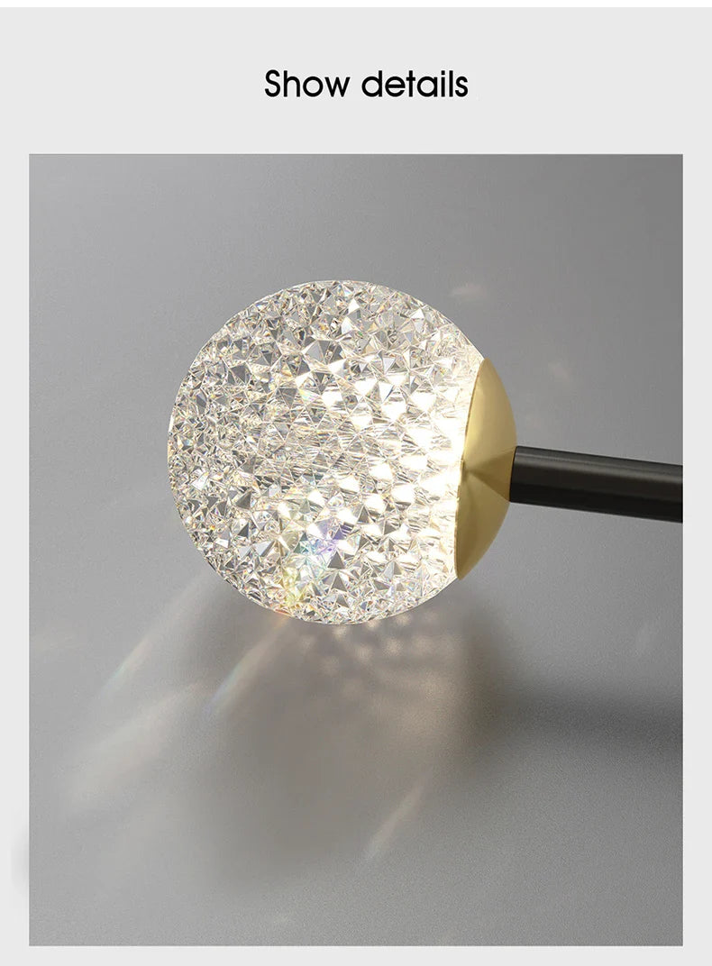 Nordic Ins Hanging Light Indoor LED Copper + Crystal Bedside Light