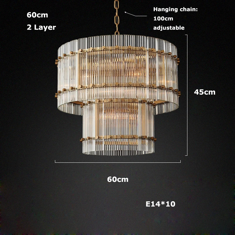 Akolia Rectangular Vintage American LED Dimmable Chandelier Lighting Lustre Suspension