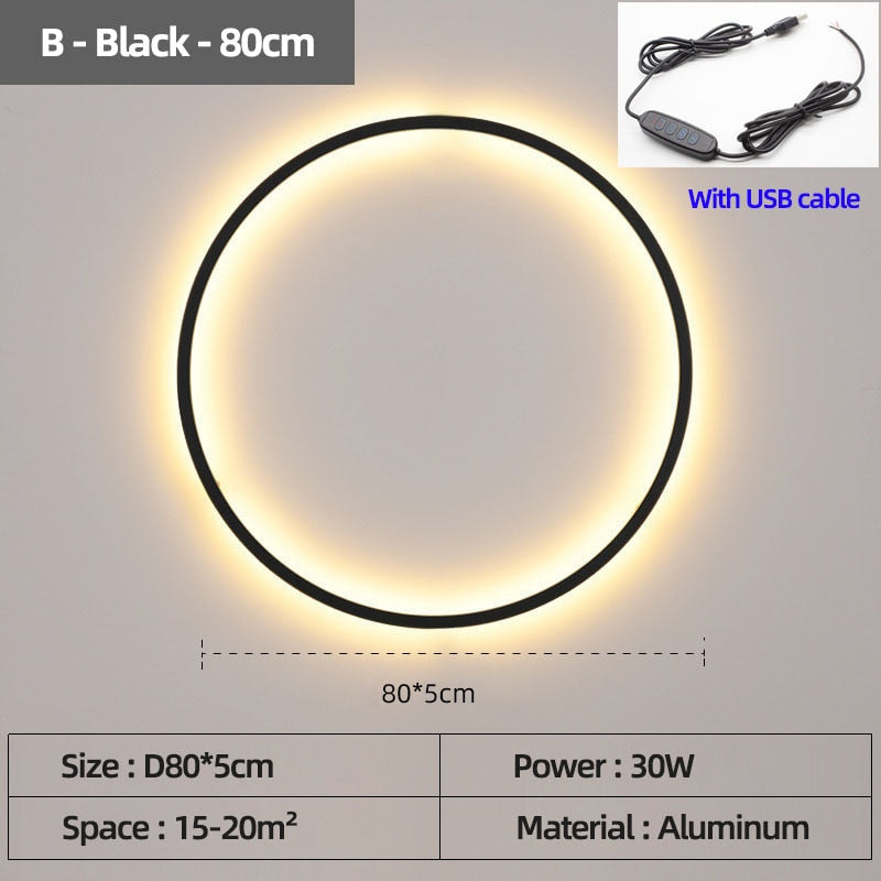 LON Rounded - Circle Background Decoration USB Wall Lamps