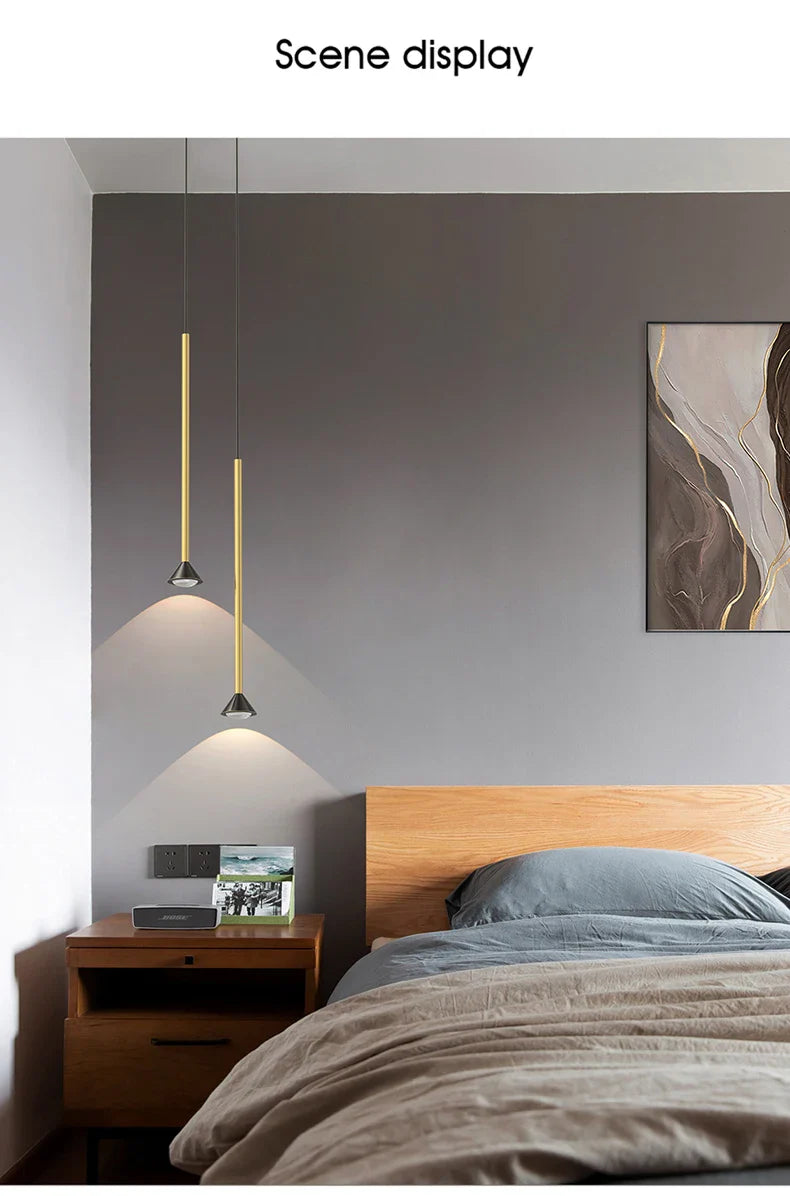 Nordic Ins Hanging Light Indoor LED Copper + Crystal Bedside Light
