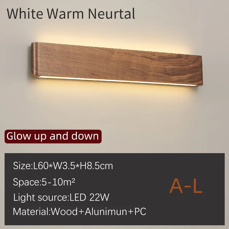 BTM Lenus - Modern Walnut Wood Wall Lamp