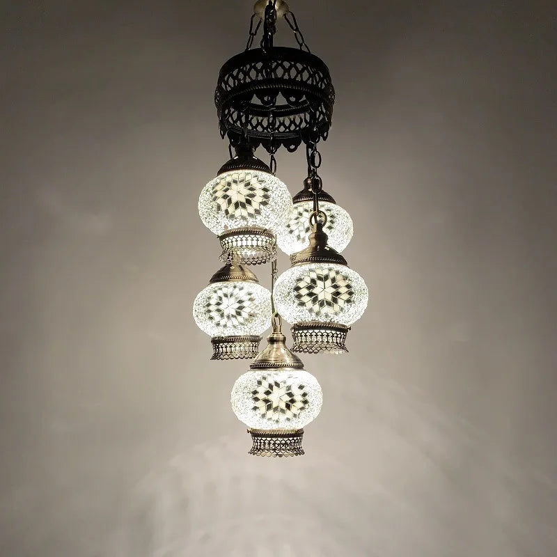 Turkish Colorful Marble Handmade Romantic Chandelier Vintage Glass