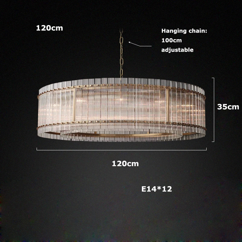 Akolia Rectangular Vintage American LED Dimmable Chandelier Lighting Lustre Suspension