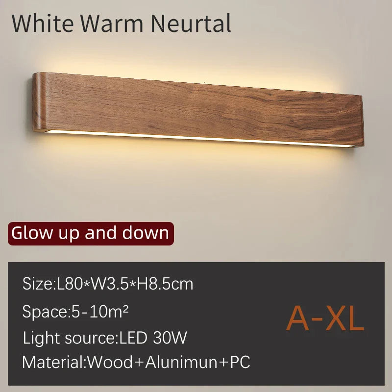 BTM Lenus - Modern Walnut Wood Wall Lamp