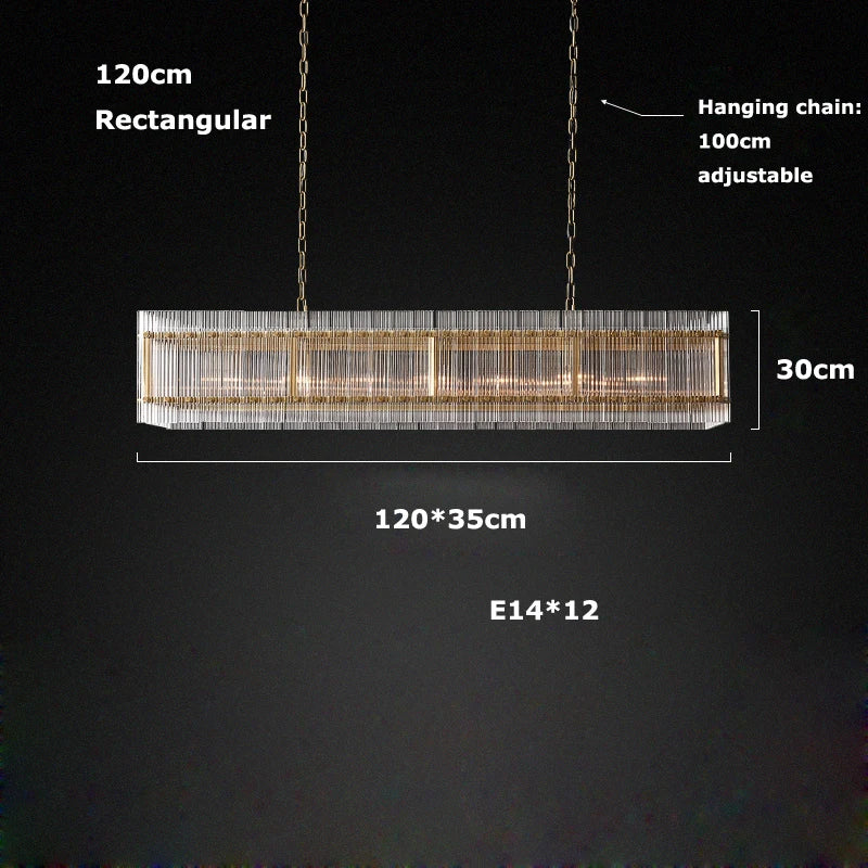 Akolia Rectangular Vintage American LED Dimmable Chandelier Lighting Lustre Suspension