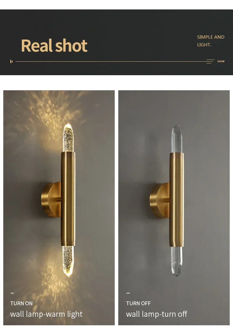 Ceiling / Wall Modern Gold Copper Indoor LED Decorative Crystal Aisle Light Corridor