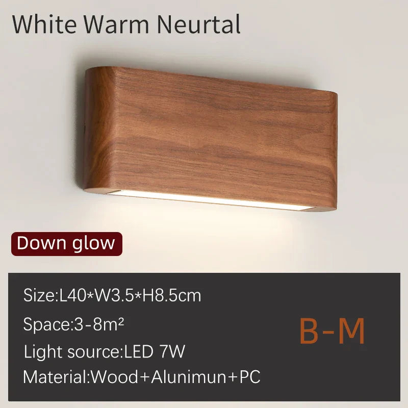 BTM Lenus - Modern Walnut Wood Wall Lamp
