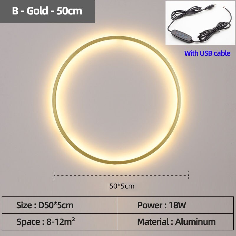 LON Rounded - Circle Background Decoration USB Wall Lamps