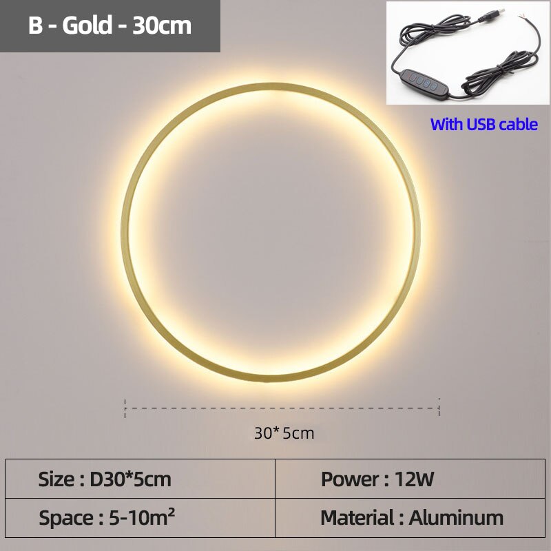 LON Rounded - Circle Background Decoration USB Wall Lamps