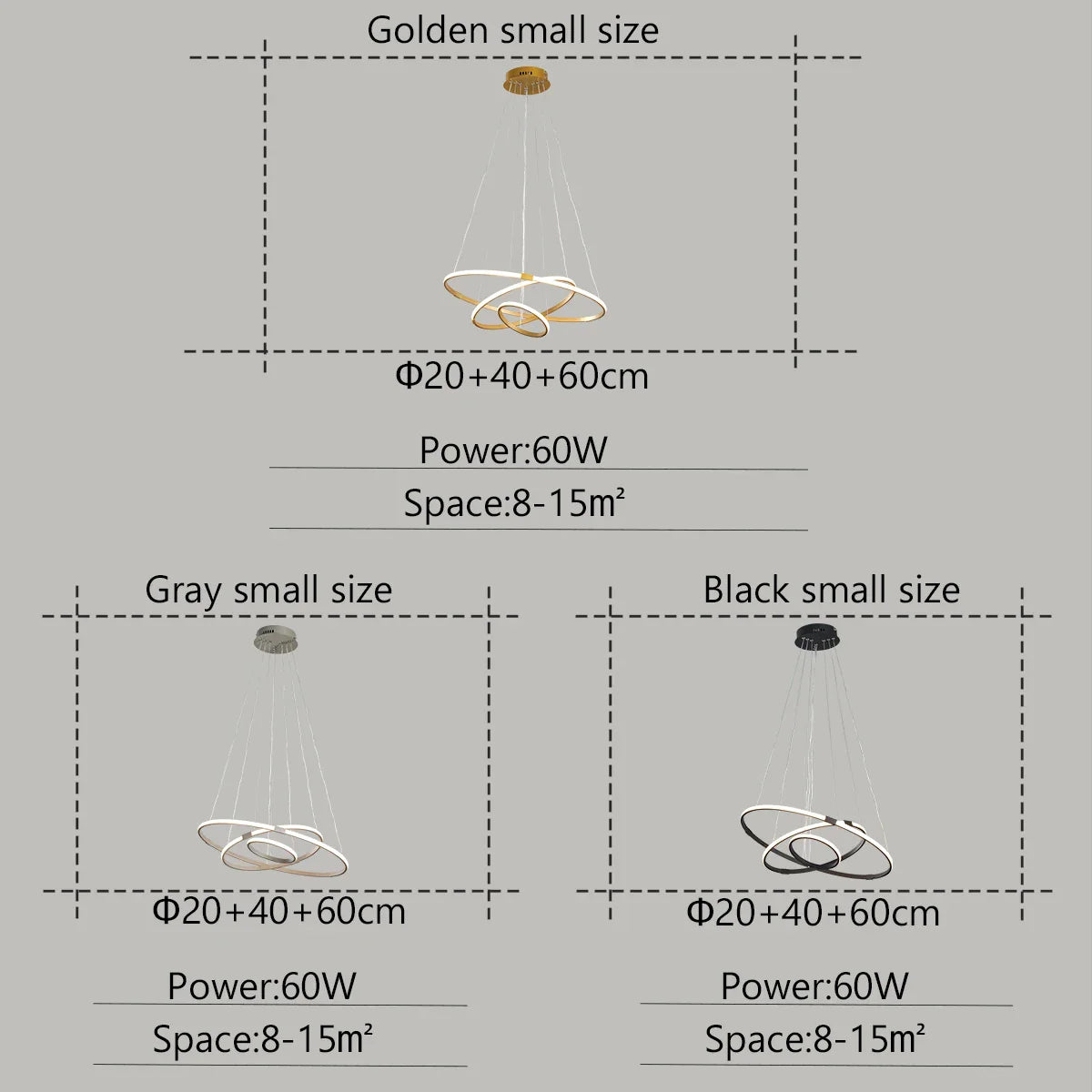 NEO Zessoz Modern Led Chandelier Light Balck/Grey/Golden Color Lamp