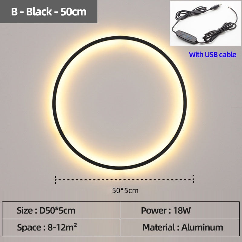 LON Rounded - Circle Background Decoration USB Wall Lamps