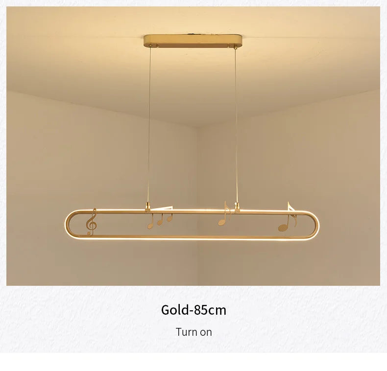 Linear Modern Creative Indoor Iron LED Music Note Pendant Lamp