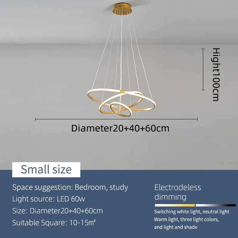 NEO Zessoz Modern Led Chandelier Light Balck/Grey/Golden Color Lamp