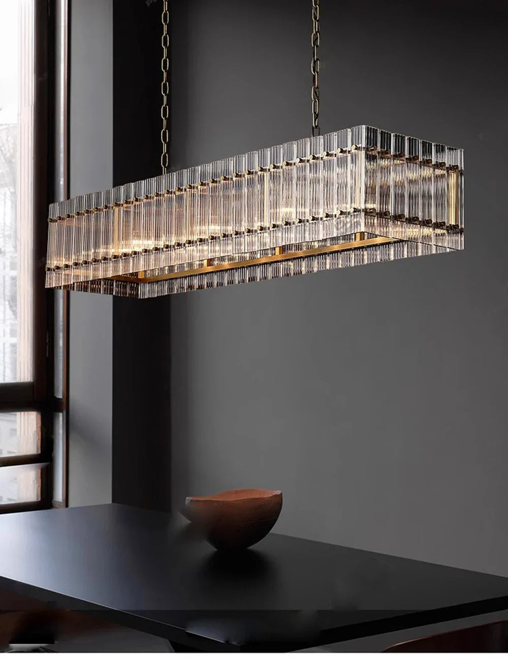 Akolia Rectangular Vintage American LED Dimmable Chandelier Lighting Lustre Suspension