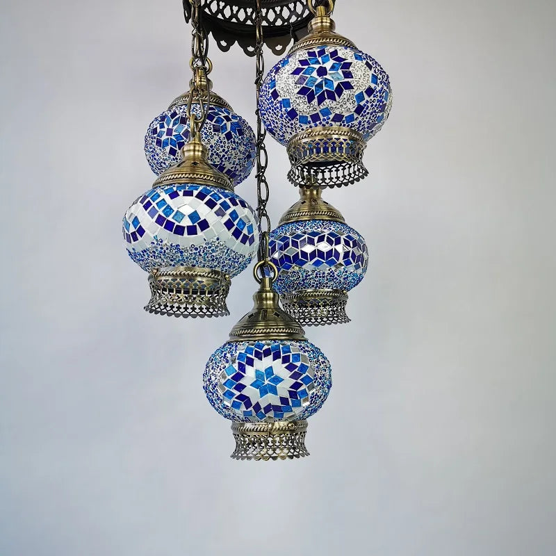 Turkish Colorful Marble Handmade Romantic Chandelier Vintage Glass