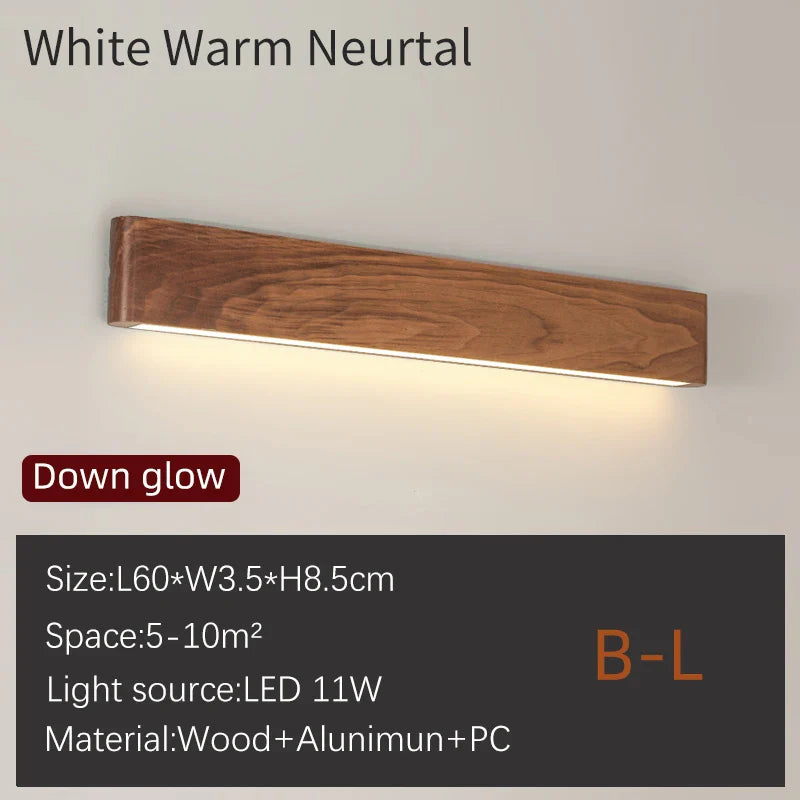 BTM Lenus - Modern Walnut Wood Wall Lamp