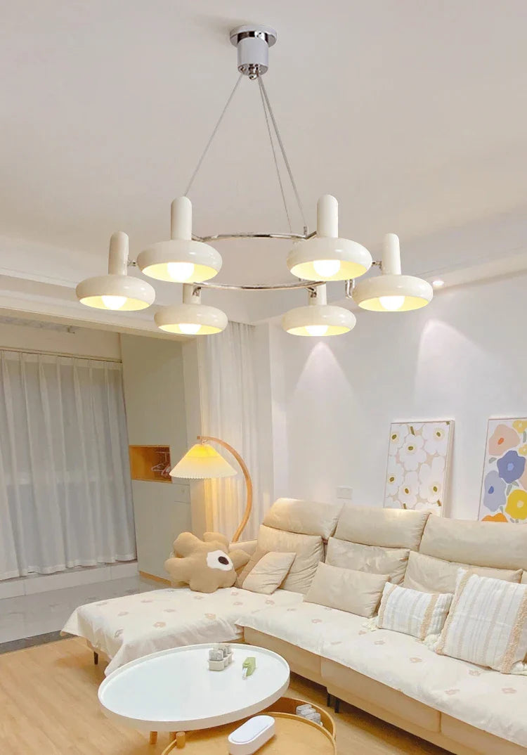 Bauhaus Design Bedroom Chandelier Light LED E27 White Metal Hanging Pendant Lamps
