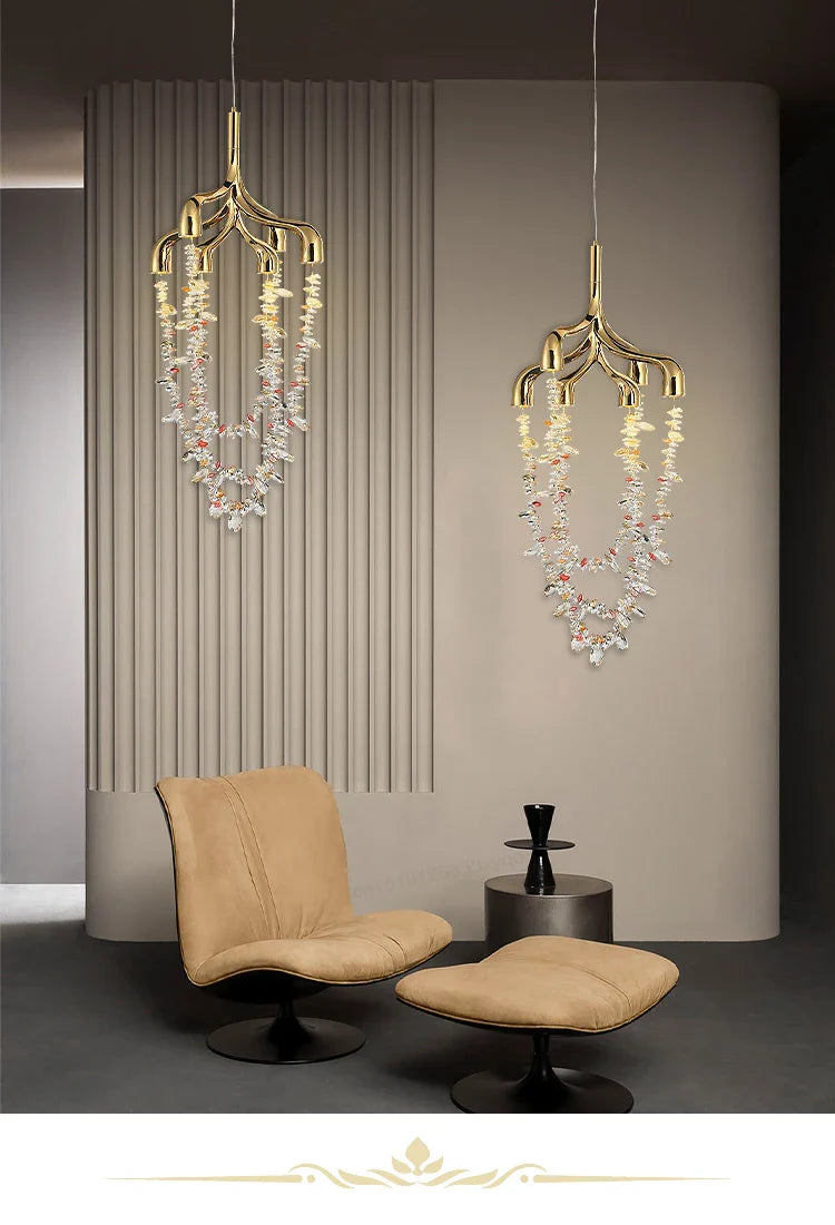 French Crystal Pendant Lamp Copper Lamp Dining Room
