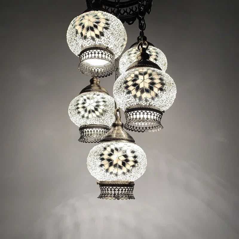 Turkish Colorful Marble Handmade Romantic Chandelier Vintage Glass