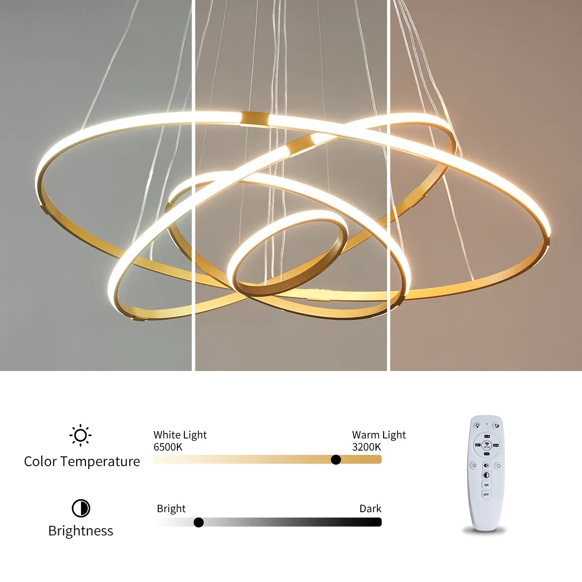 NEO Zessoz Modern Led Chandelier Light Balck/Grey/Golden Color Lamp