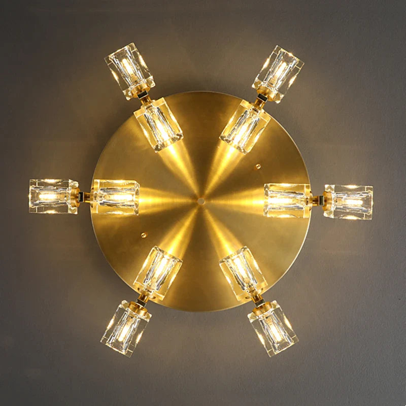 Cube Design Modern Copper Crystal Ceiling Light