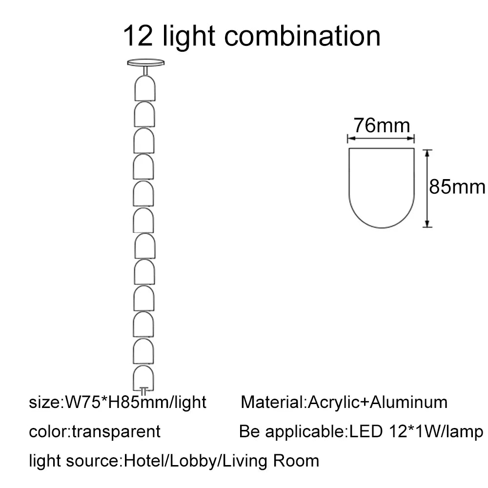 KONGA Necklace Luxury LED Pendant Lights Post-Modern Chandeliers Staircase Hotel Villa