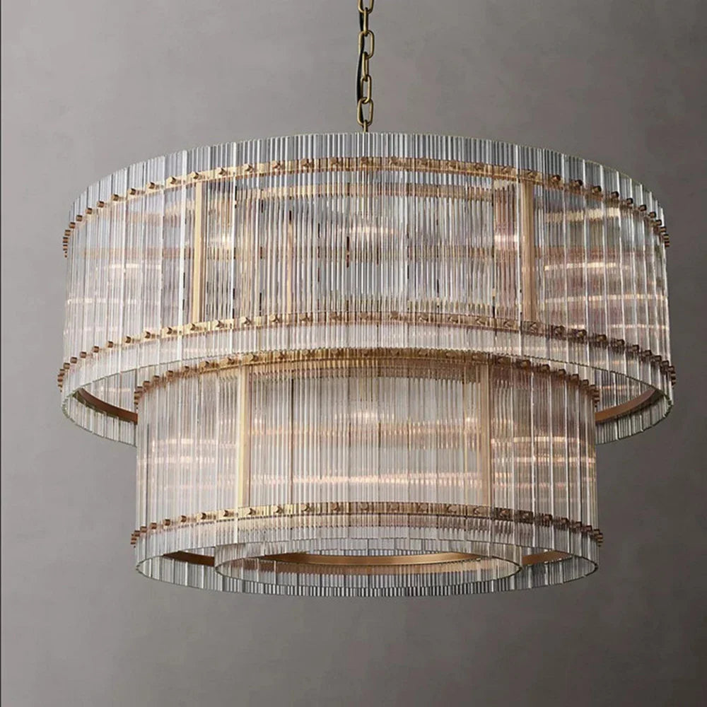 Akolia Rectangular Vintage American LED Dimmable Chandelier Lighting Lustre Suspension