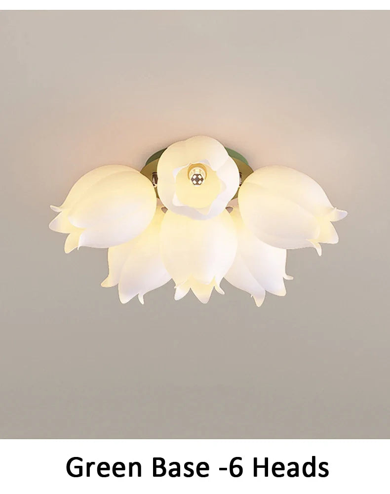 French Cream Wind Chime Orchid Retro Rural Ceiling Light