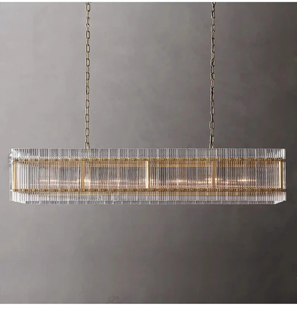 Akolia Rectangular Vintage American LED Dimmable Chandelier Lighting Lustre Suspension