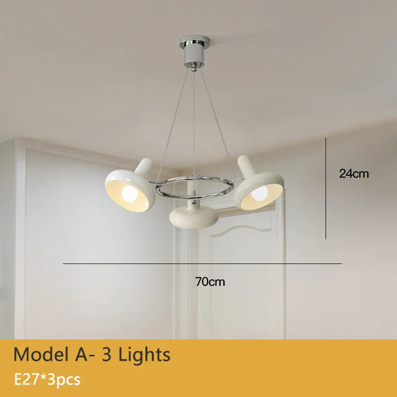 Bauhaus Design Bedroom Chandelier Light LED E27 White Metal Hanging Pendant Lamps