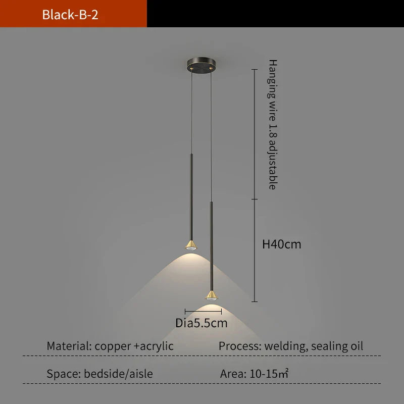 Nordic Ins Hanging Light Indoor LED Copper + Crystal Bedside Light