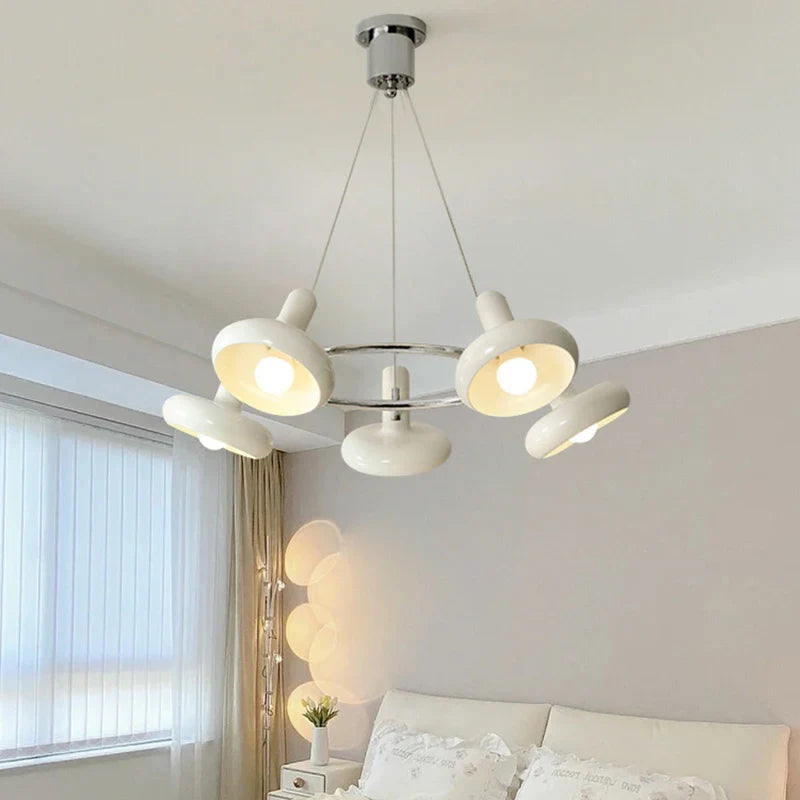 Bauhaus Design Bedroom Chandelier Light LED E27 White Metal Hanging Pendant Lamps