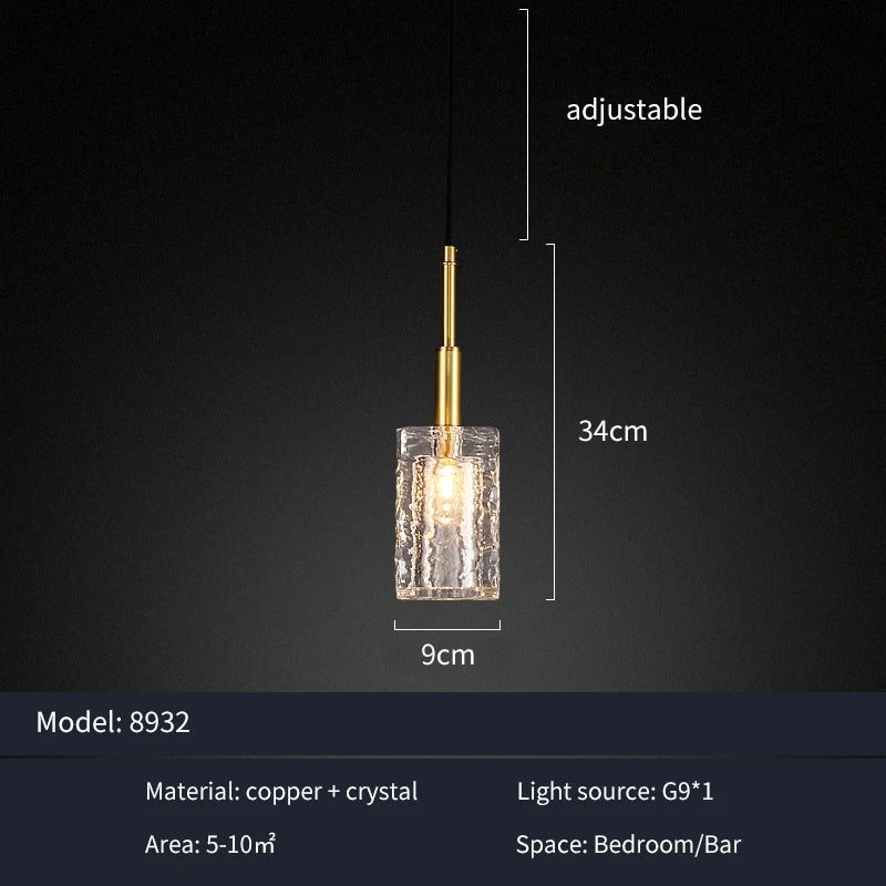 Modern Copper + Crystal Hanging Lamp Gold Creative Mini Pendant Lamp