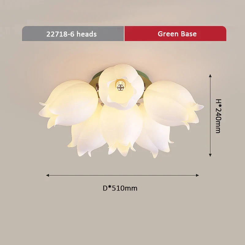 French Cream Wind Chime Orchid Retro Rural Ceiling Light