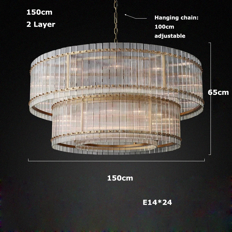 Akolia Rectangular Vintage American LED Dimmable Chandelier Lighting Lustre Suspension