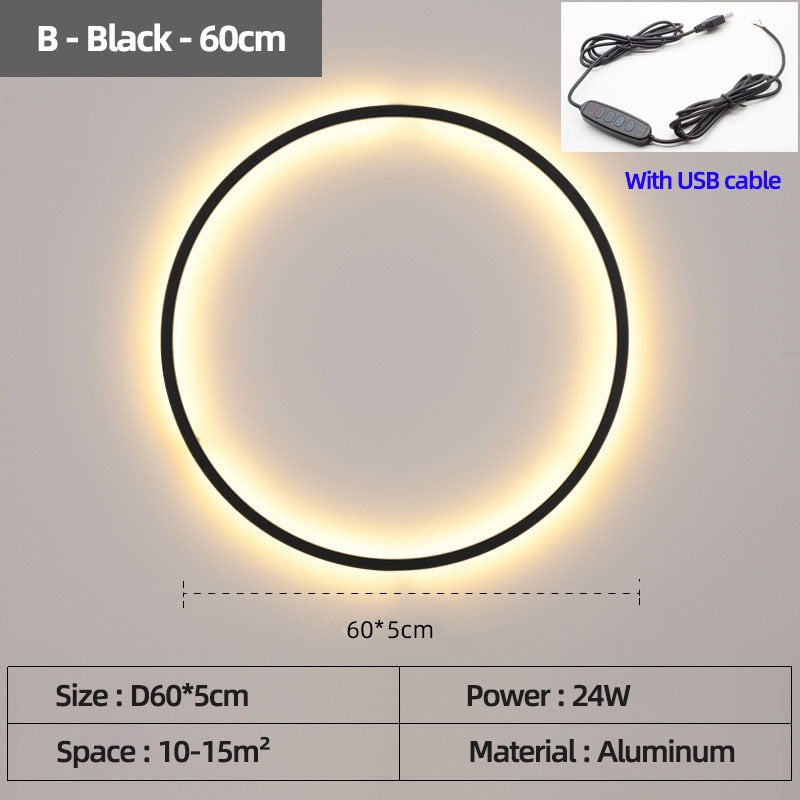 LON Rounded - Circle Background Decoration USB Wall Lamps